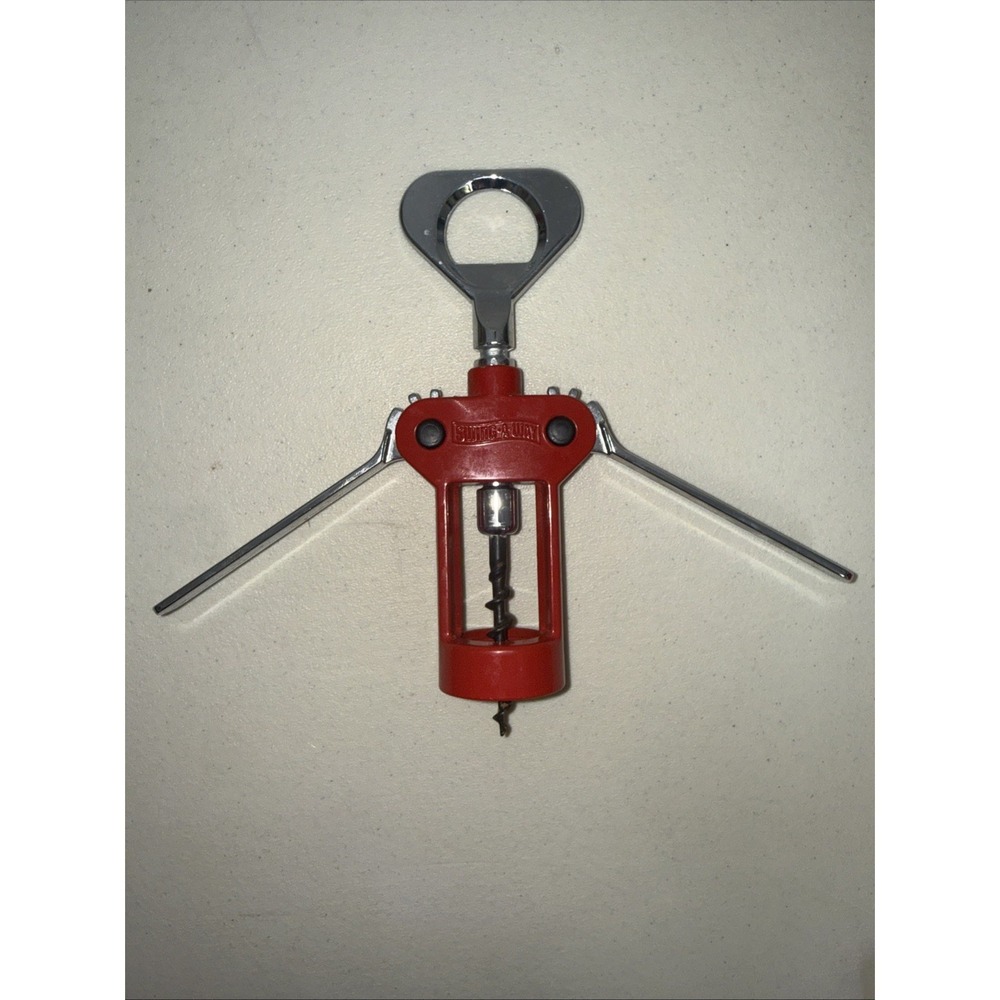 vintage SWING-A-WAY Made in Italy Red Corkscrew Winged Wine Bottle Opener